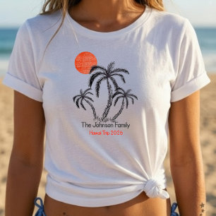 Camiseta Praia da Palmeira do Pôr do Sol Tropical Férias em