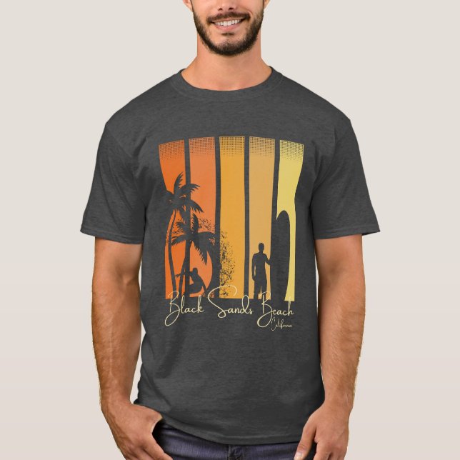Camiseta Praia de Black Sands Califórnia Surf (Frente)