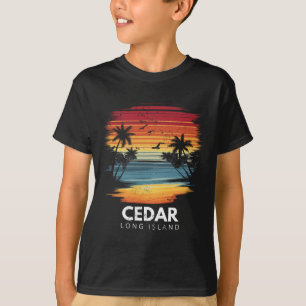 Camiseta Praia de Cedar Long Island Surfboard Surfing Vinta