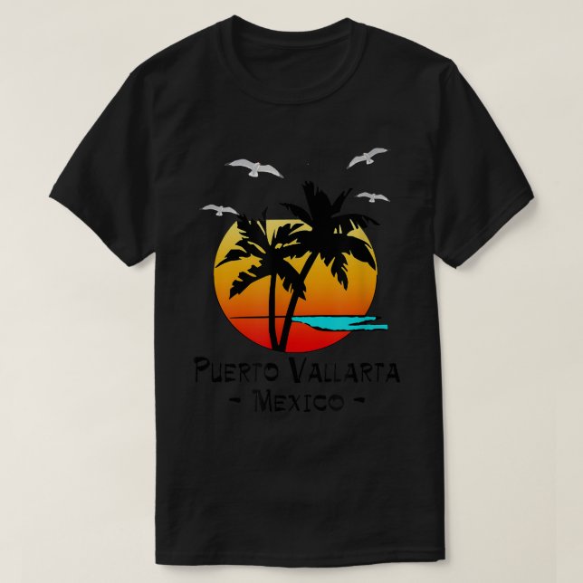 CAMISETA PRAIA DE DESTINO TROPICAL PUERTO VALLARTA MÉXICO  (Frente do Design)