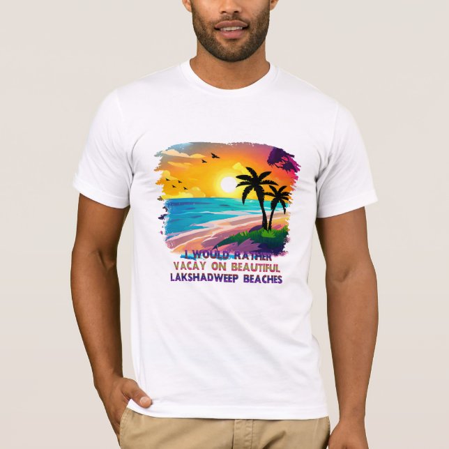 Camiseta Praia de Férias da Praia, Lakshadweep Indian Beach (Frente)
