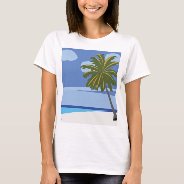Camiseta Praia de Férias de Verão da Palma de Praia (Frente)