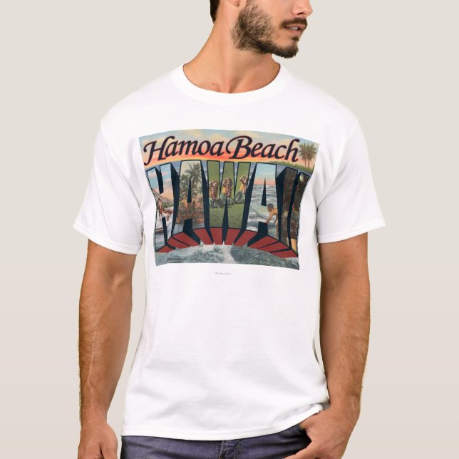 Camiseta Praia de Hamoa, Havaí - grandes cenas da letra (Frente)