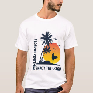 Camiseta Praia de Malibu Aproveite o pôr do sol do Oceano S