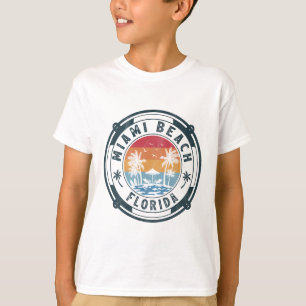 Camiseta Praia de Miami Flórida Férias de Verão Vintage Pôr