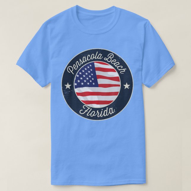 Camiseta Praia de Pensacola - Patriótica Flórida Souvenir T (Frente do Design)