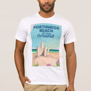 Camiseta Praia de Porthmeor, poster de viagens de St Ives,