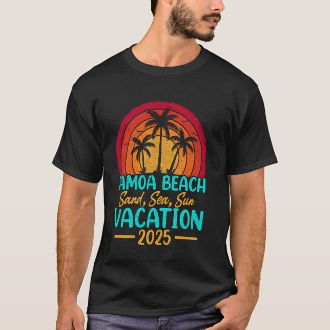 Camiseta Praia de Samoa Mar Sol Férias 2025 (Frente)