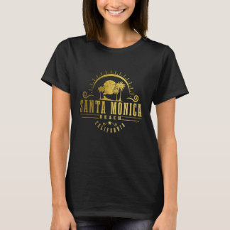 Camiseta Praia de Santa Mônica Califórnia Pôr do Sol Palmei