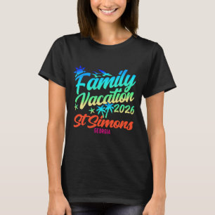 Camiseta Praia de St Simons Geórgia Férias em Família Verão