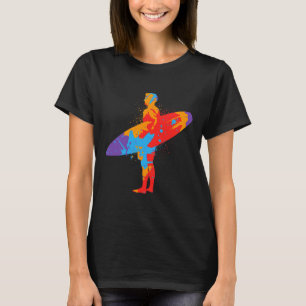 Camiseta Praia de Surf Colorida Prancha de Surf Surfistas M