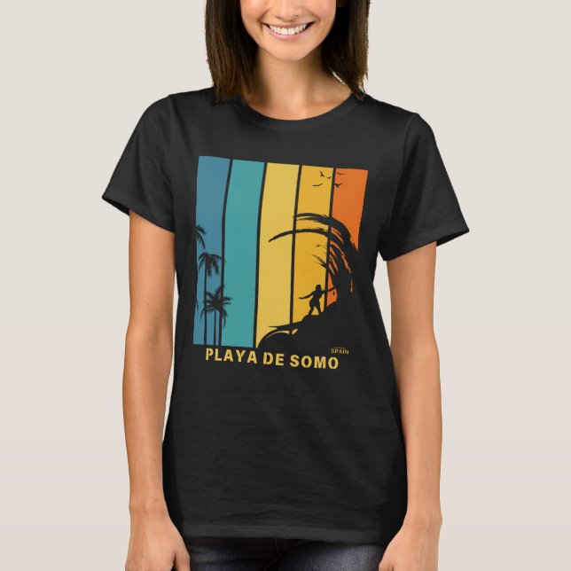 Camiseta Praia De Surf Playa De Somo Espanha (Frente)