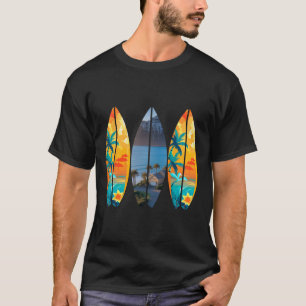 Camiseta Praia de Surf Prancha de Surf Retro Tropical Havaí