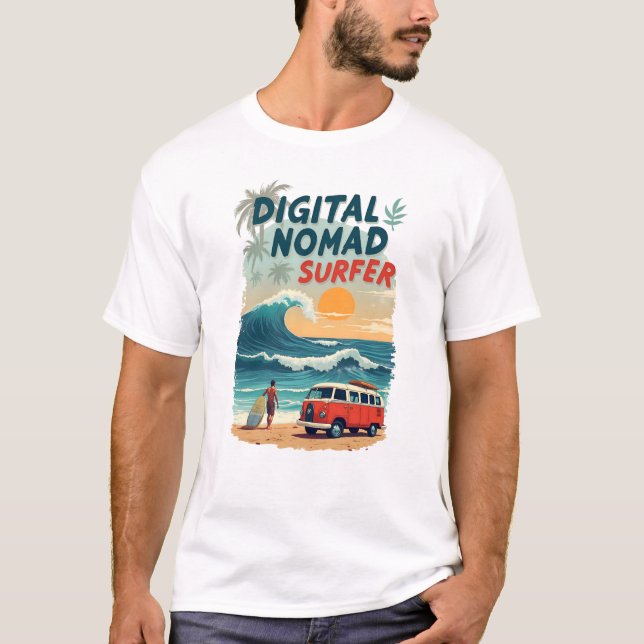 Camiseta Praia de Surfer Digital Nomad (Frente)