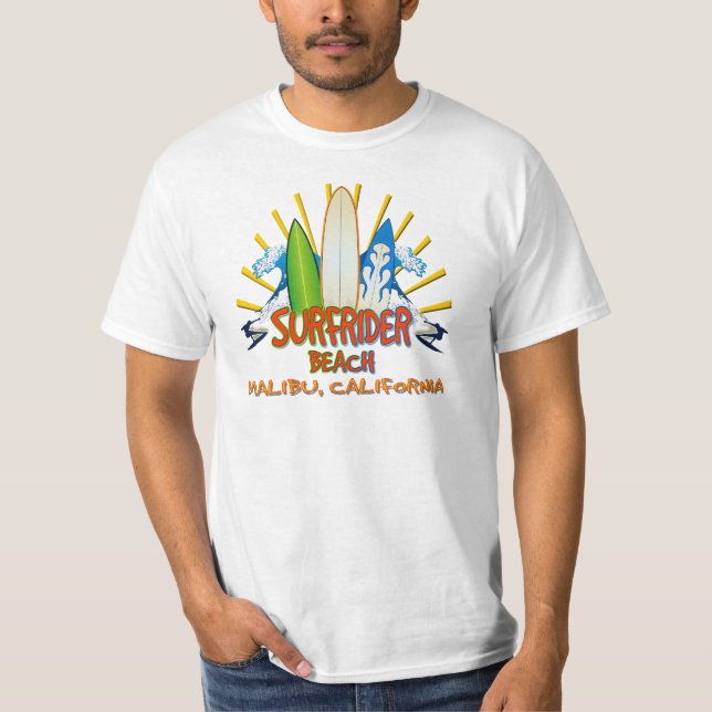 Camiseta Praia de Surfrider, Malibu, Califórnia (Frente)