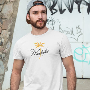 Camiseta Praia de Waikiki, Oahu Estilo Vintage Minimalista