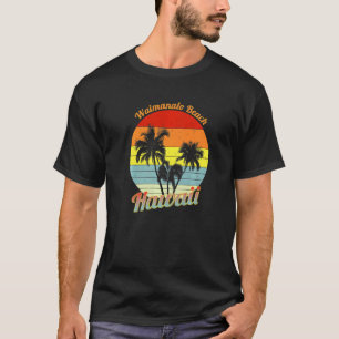 Camiseta Praia de Waimanalo Havaí Palmeiras Tropicais Retro