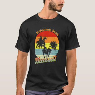 Camiseta Praia de Waimanalo Hawaii Palmeiras Tropicais Retr