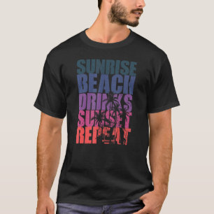 Camiseta Praia do nascer do sol de verão bebidas pôr do sol