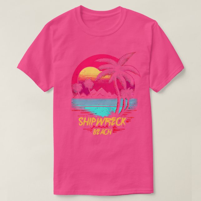 Camiseta Praia do Navio Retrowave Beach (Frente do Design)