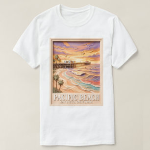 Camiseta Praia do Pacífico em San Diego 3D Viagem de Surf T