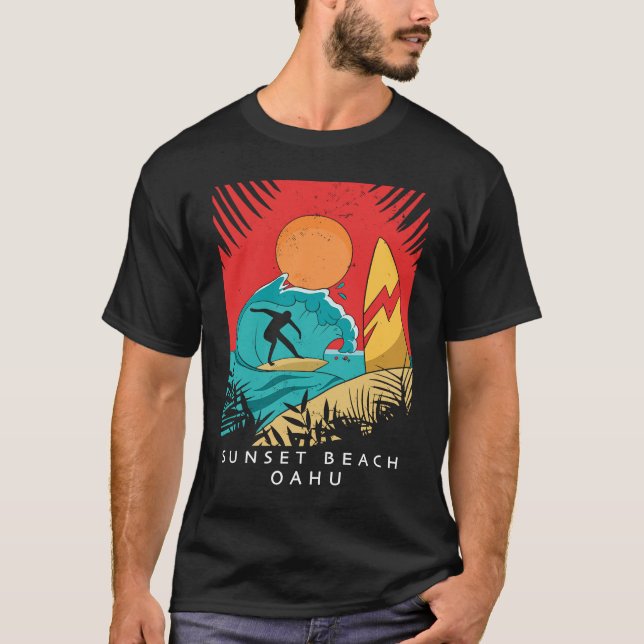 Camiseta Praia do Pôr do Sol Criativo  Viagem  Surfe  Palme (Frente)