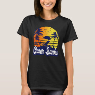 Camiseta Praia do Pôr do Sol Outer Banks Carolina Retro