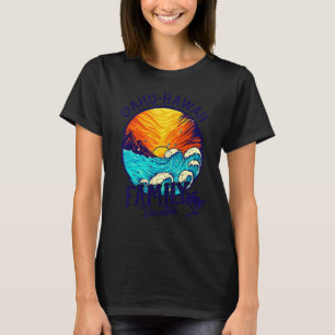 Camiseta Praia do Pôr do Sol Retro Oahu Havaí Férias Famíli