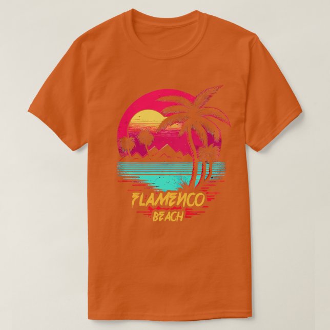 Camiseta Praia do Retrowave Beach Flamenco (Frente do Design)