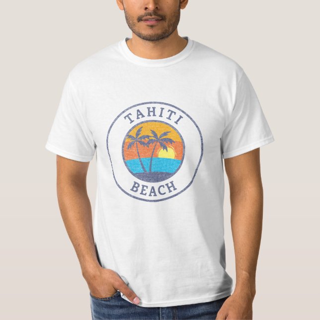 Camiseta Praia do Taiti, Estilo Clássico Desvanecido das Ba (Frente)