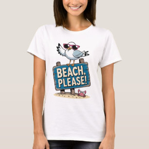 Camiseta Praia Engraçada, Por Favor, Glóbulos Rosa De Seagu
