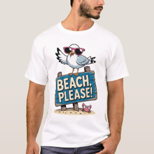 Camiseta Praia Engraçada, Por Favor, Glóbulos Rosa De Seagu