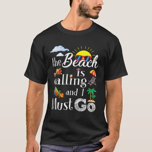 Camiseta Praia Está Ligando E Eu Tenho Que Ir Férias De Ver (Frente)