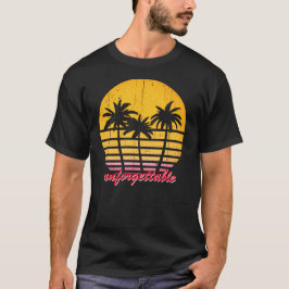 Camiseta Praia Exótica com Palmeiras, Retro-Sol Distante
