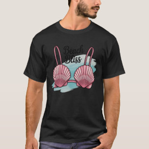 Camiseta Praia Feliz Funny Cute Concha Biquíni Verão