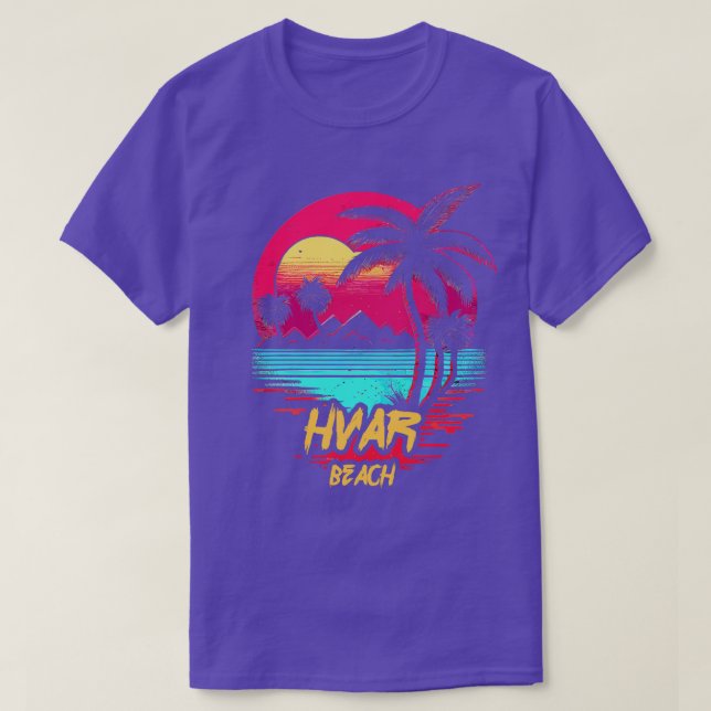 Camiseta Praia Hvar da Praia Retrowave (Frente do Design)