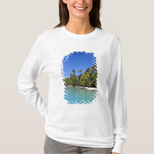 Camiseta Praia ladeada por palmeiras Ilhas Cook 2