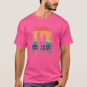 Camiseta Praia Laranja Alabama Surf Vintage Árvore de Palma