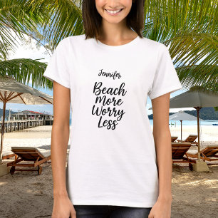 Camiseta Praia mais preocupada menos nome de citação