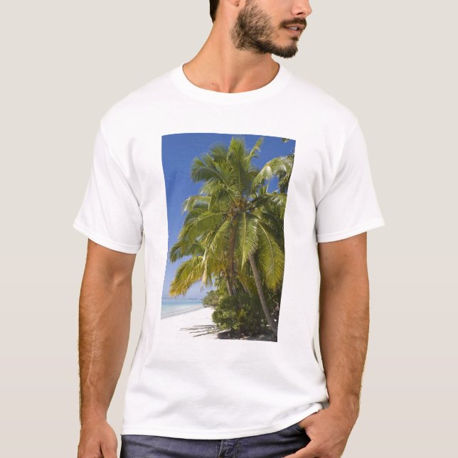 Camiseta Praia na Ilha de Um Pé, Aitutaki, Ilhas Cook (Frente)