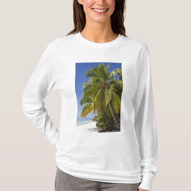 Camiseta Praia na Ilha de Um Pé, Aitutaki, Ilhas Cook (Frente)