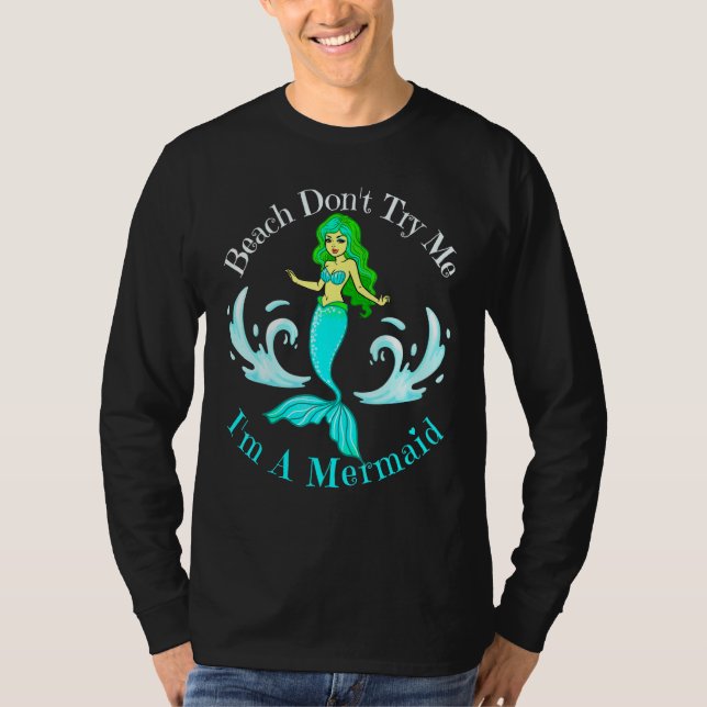 Camiseta Praia Não Me Tente Como Uma Sereia Mulher Meninas  (Frente)