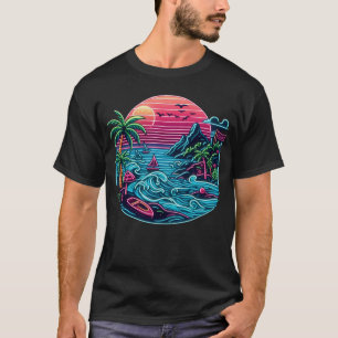 Camiseta Praia neon tropical/havaiana