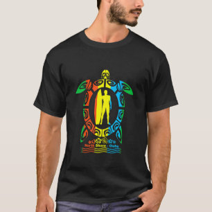 Camiseta Praia Norte Oahu Havaiano Tartaruga Surfista Retro