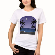 Camiseta Praia Noturna – Lua sobre Ondas