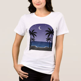 Camiseta Praia Noturna – Lua sobre Ondas