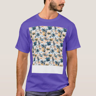 Camiseta Praia Padrão Sem Costura Árvore de Verão Ondas de