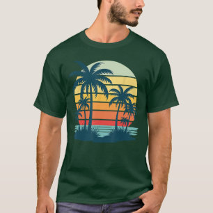Camiseta Praia Palm Árvore Sunset Graphic Tropical Summer V