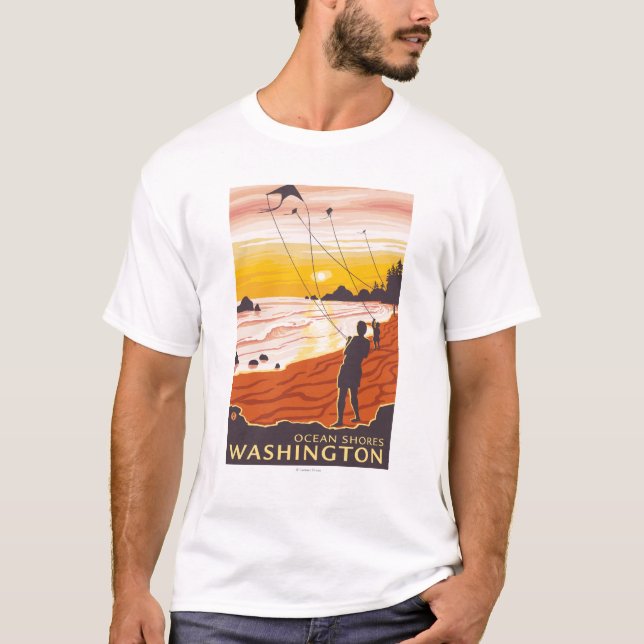 Camiseta Praia & papagaios - costas do oceano, Washington (Frente)
