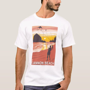Camiseta Praia & papagaios - praia do canhão, Oregon